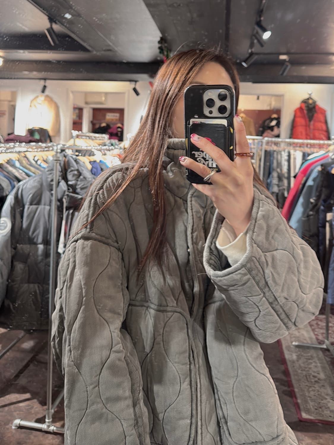 ZARA 자라 그레이 누빔 오버핏 하이넥 퀄팅 자켓 M 상품이미지9