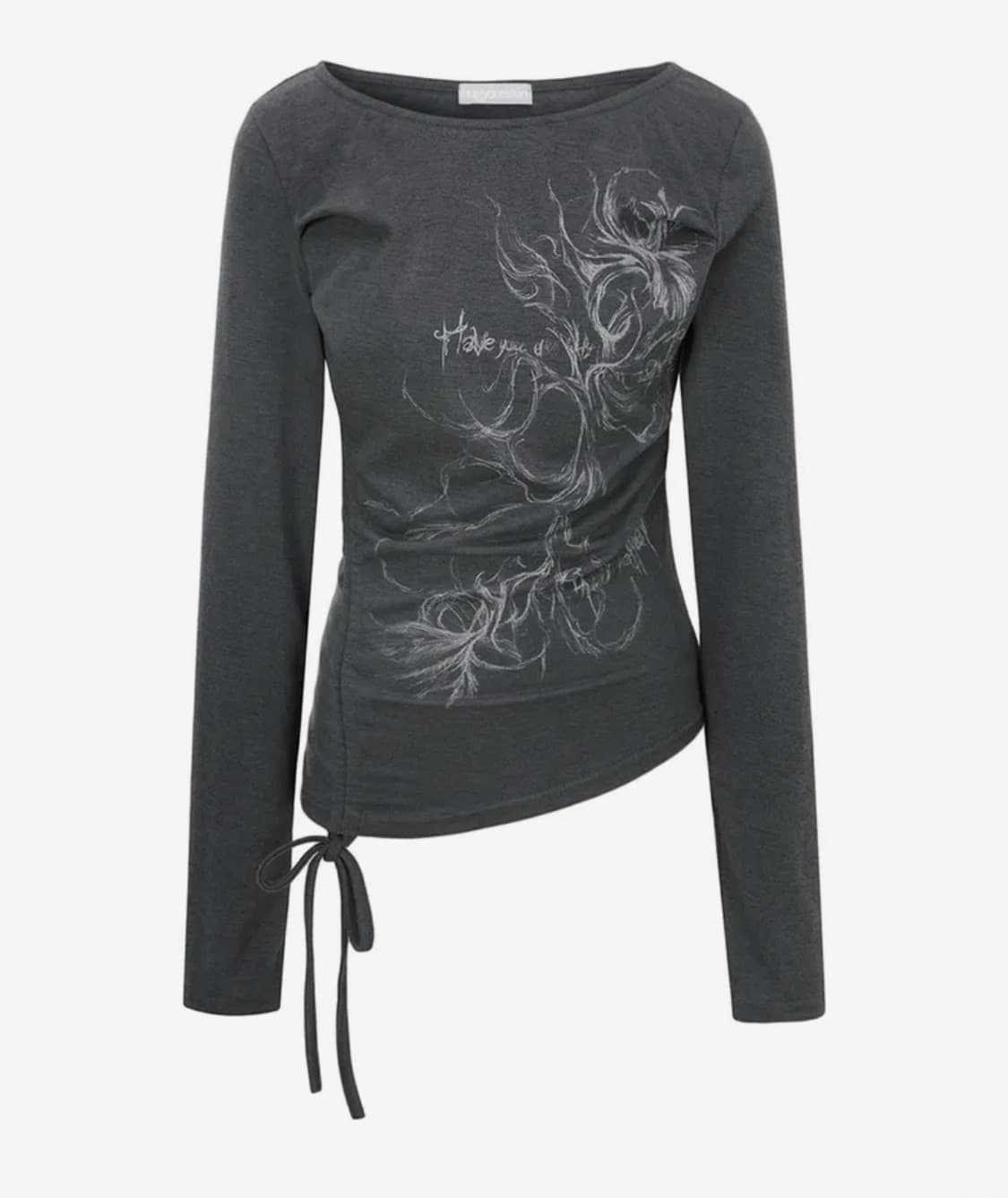 허그유어스킨 보트넥 셔링 티셔츠 상품이미지1