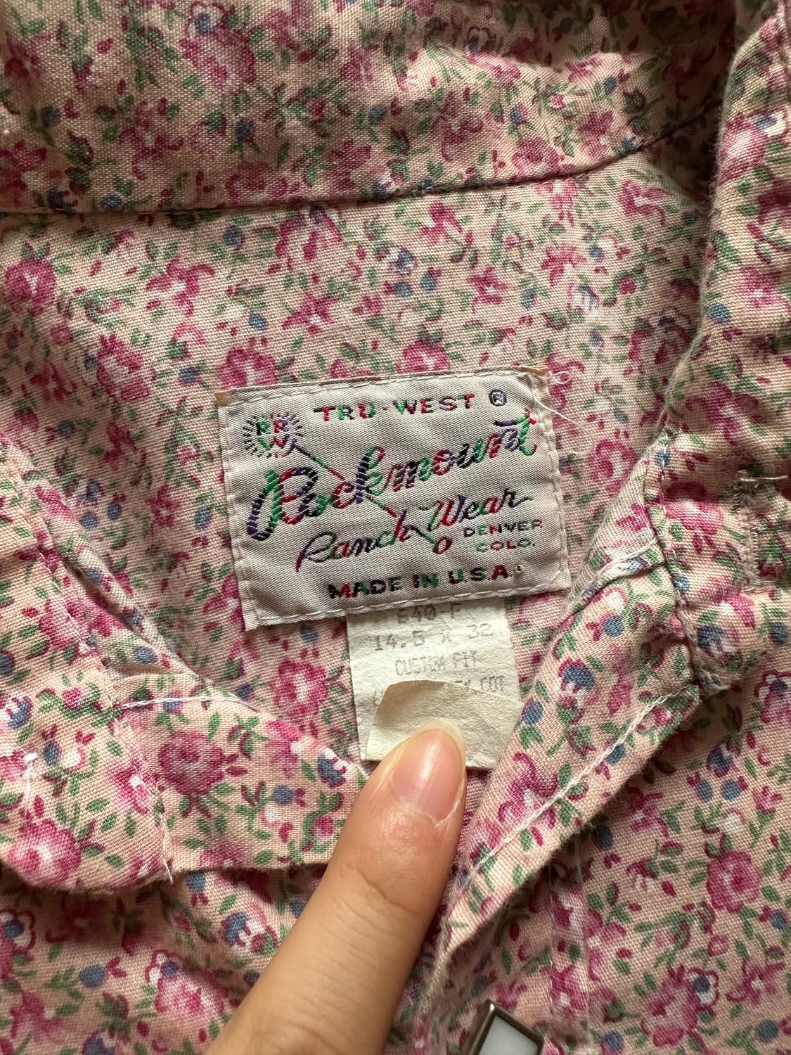 Vintage 락 마운트 플라워 패턴 웨스턴 셔츠 상품이미지3