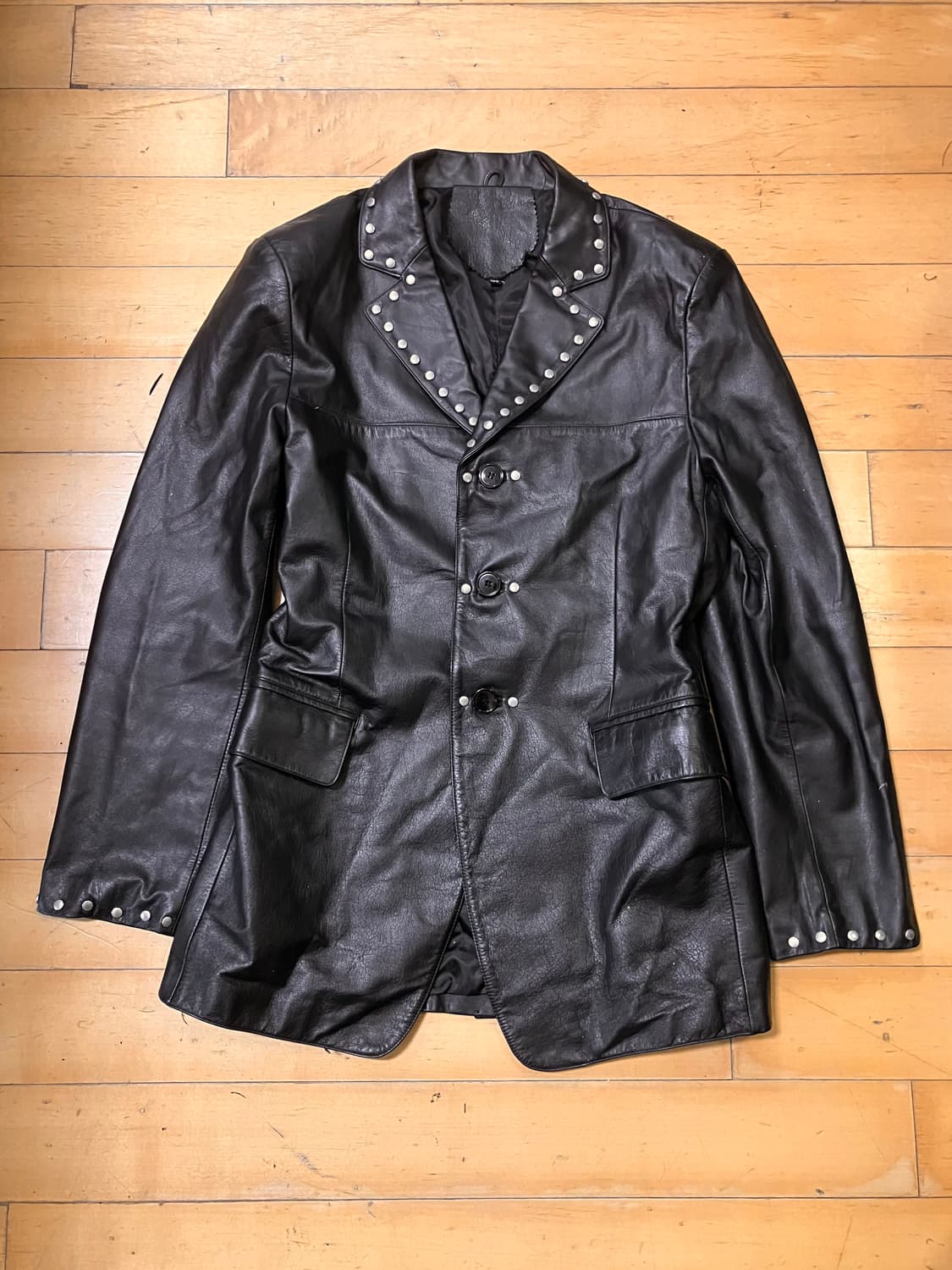 Japanese 90s 카우스킨 스터드 라인 블레이저 자켓 100 상품이미지2