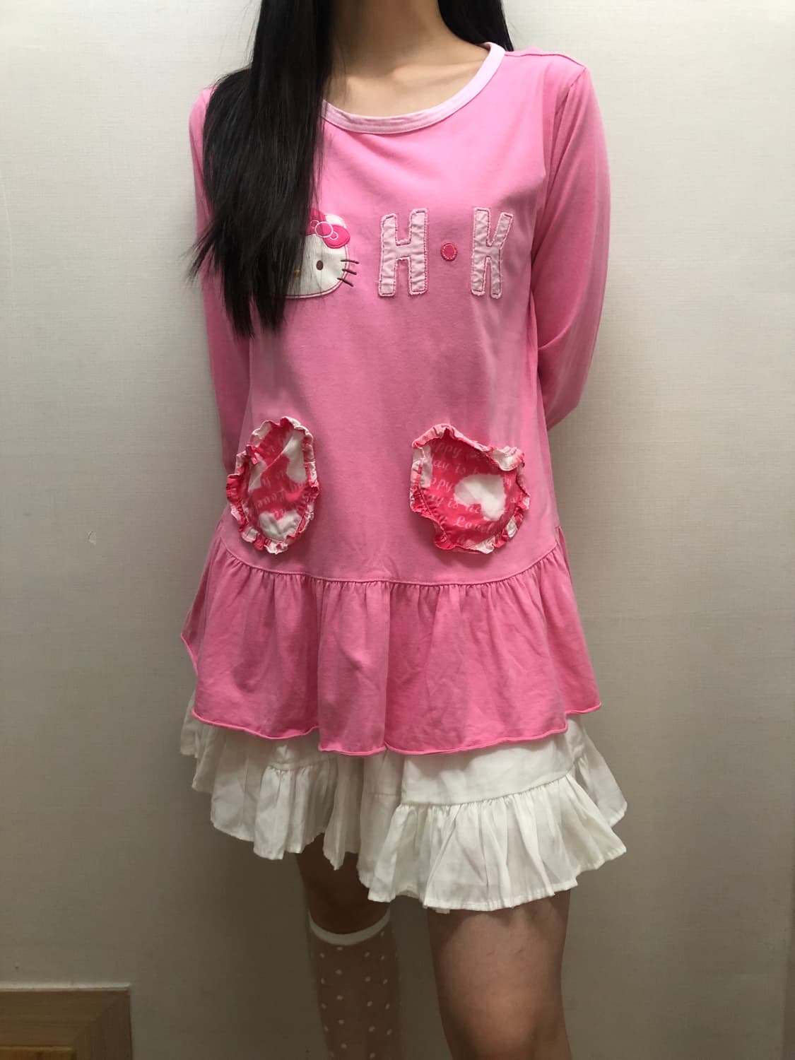 빈티지 핑크 헬로키티 프릴 티셔츠 상품이미지2