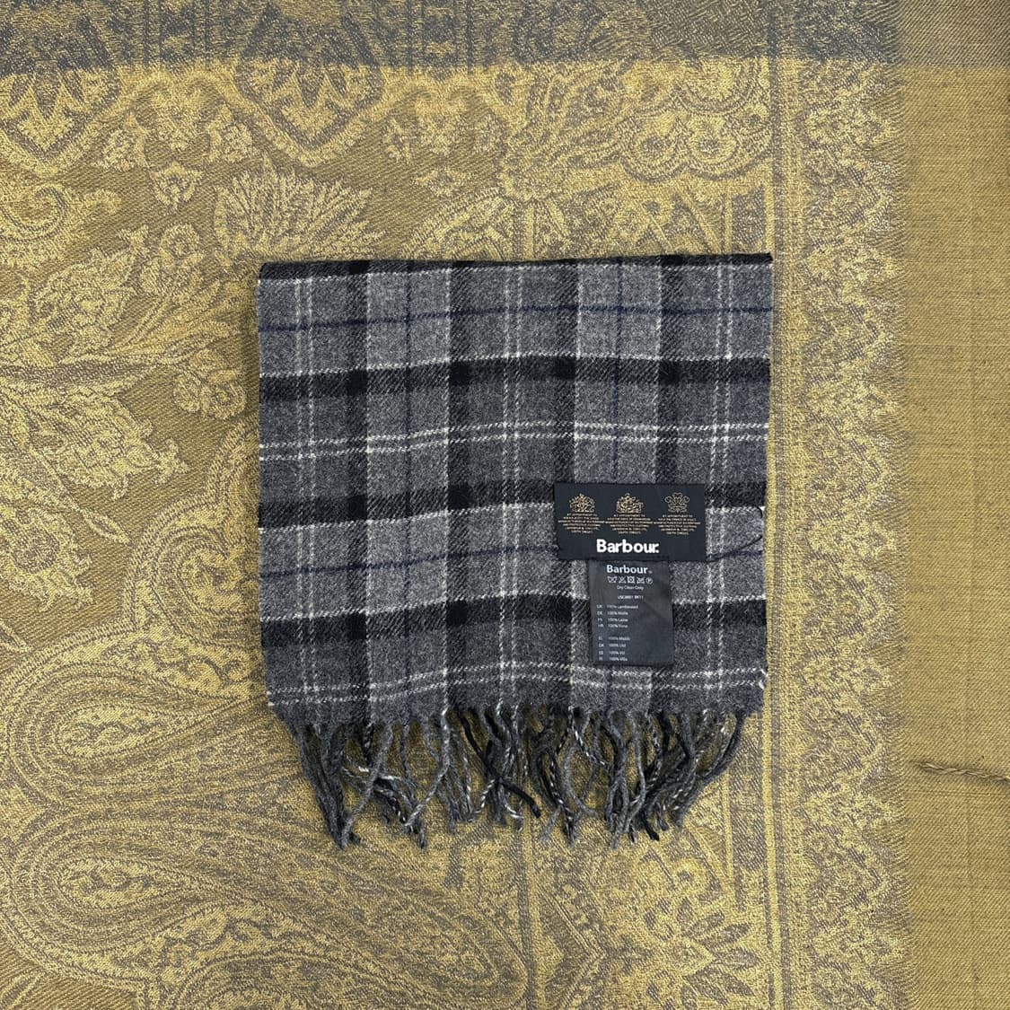 바버 헤리티지 메인라인 그레이 블록체크 램스울 머플러 N269 상품이미지1