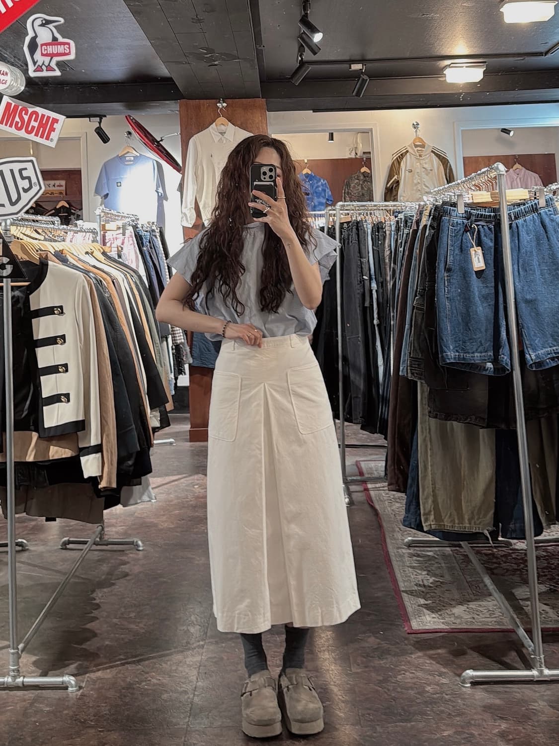 시엔느 sienne 포켓 포인트 화이트 핀턱 플리츠 롱 스커트 M 상품이미지7