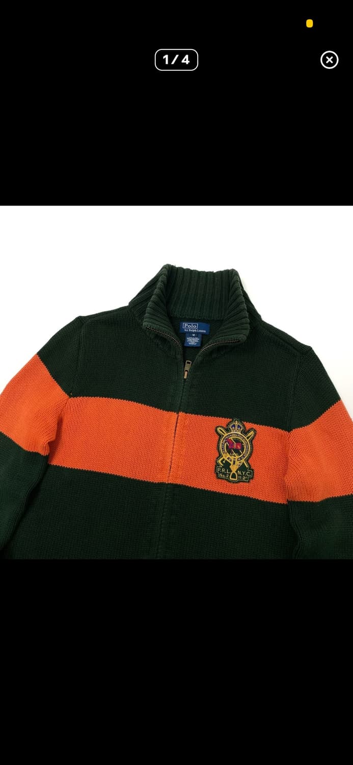 폴로 그린 오렌지 니트집업 상품이미지1