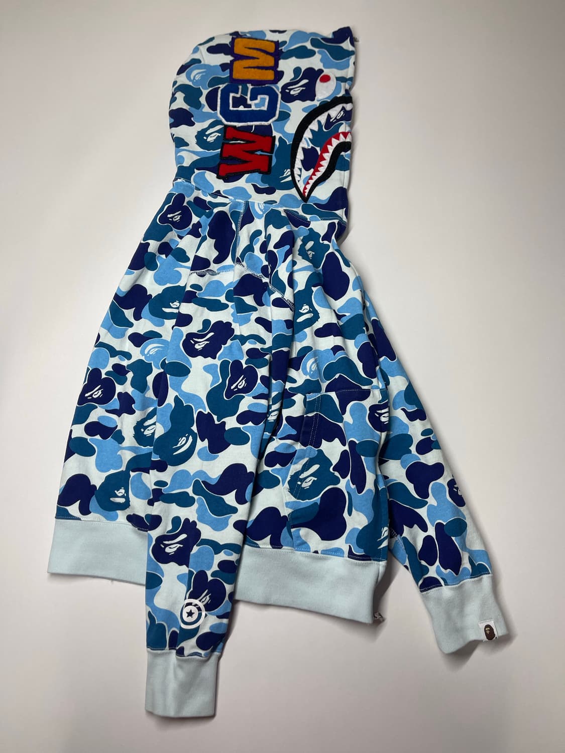 베이프 BAPE 블루 카모 샤크 후드집업 L 상품이미지1