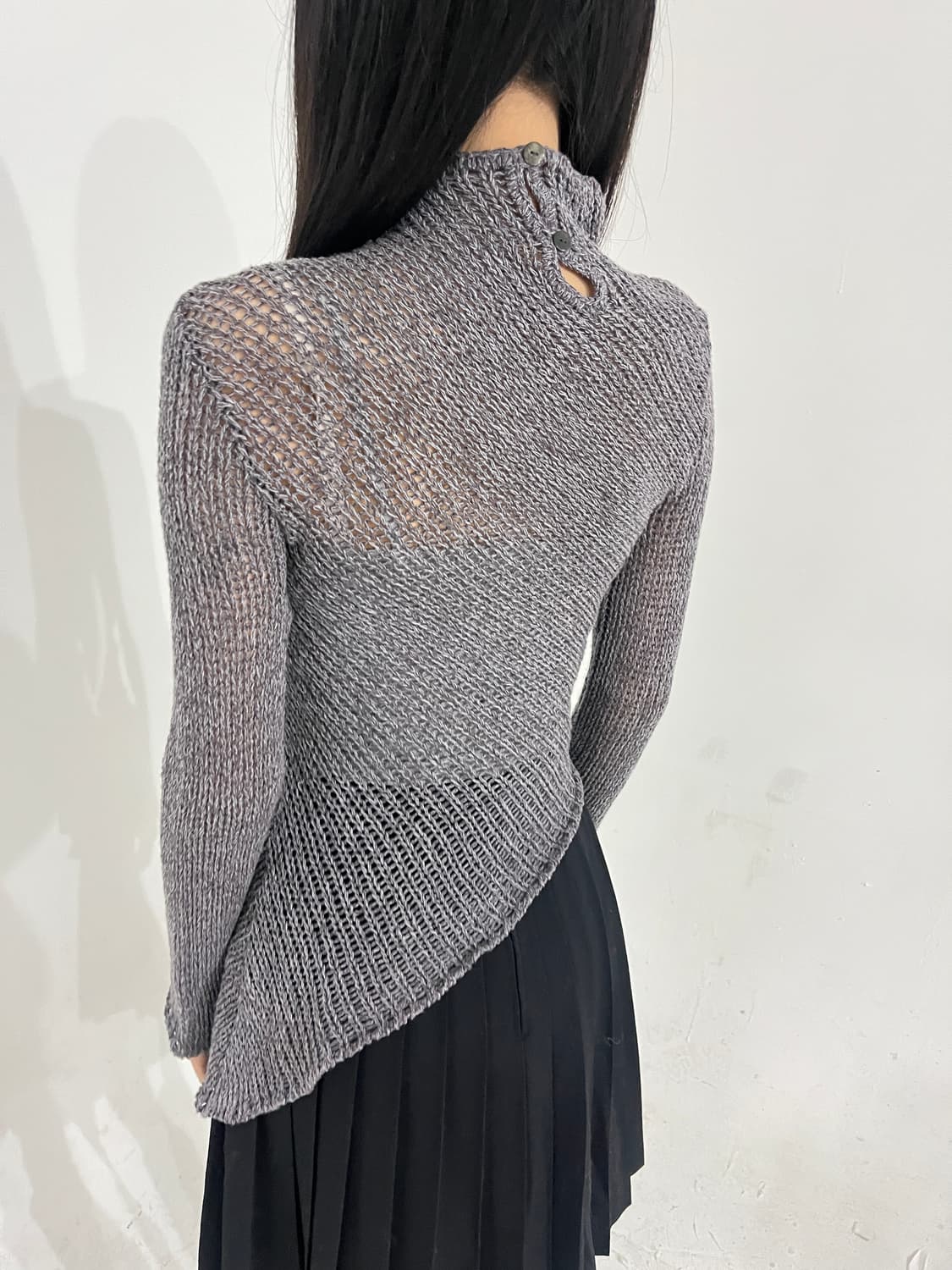 Asymetric net knit top 상품이미지3