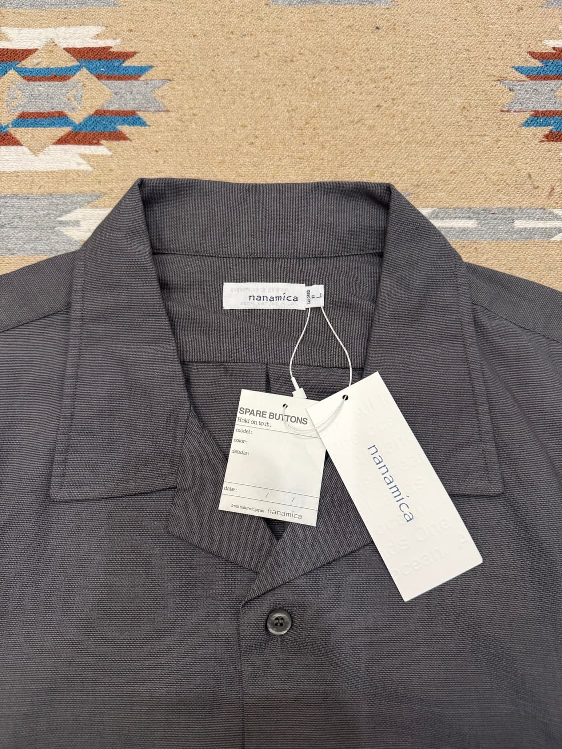 [L][105] 나나미카 오픈 카라 파나마 숏 슬리브 셔츠 헤더 그레이 상품이미지7