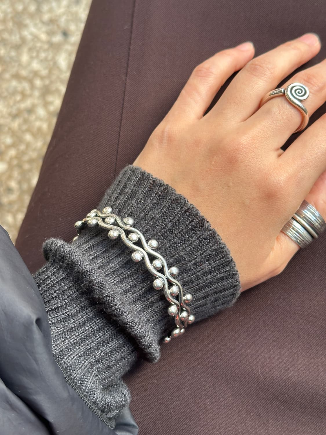 Ripple Dot 925Silver Bangle 상품이미지1