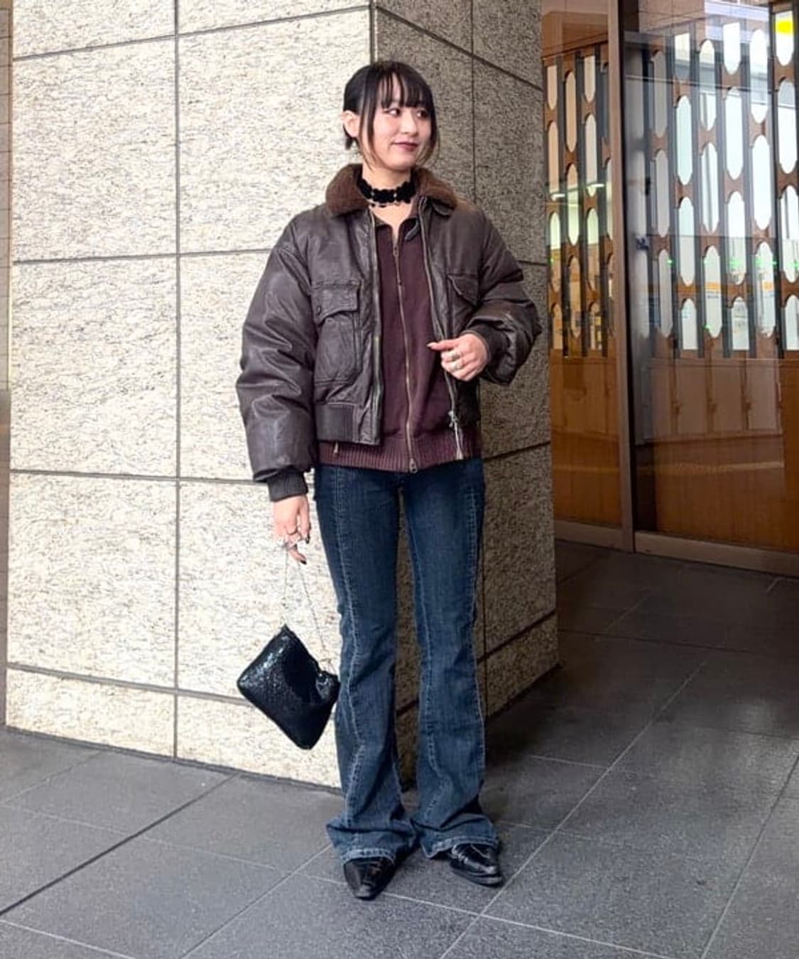 [M] 빔즈 와이드 숏핏 G-1 양가죽 다운 자켓 상품이미지4