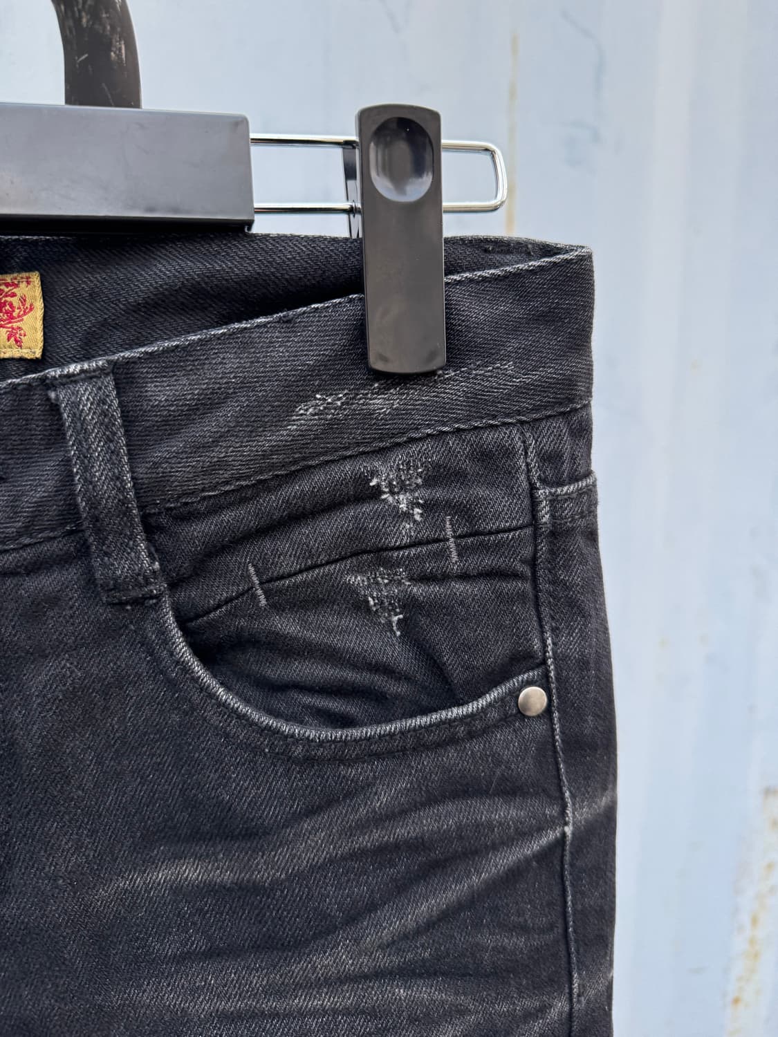 Black Vintage Washed Slim Denim Jeans 상품이미지3