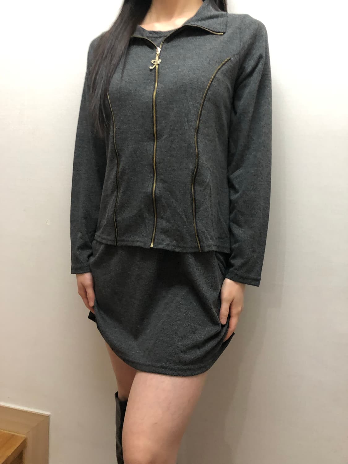 빈티지 그레이 펑크 원피스 상품이미지3