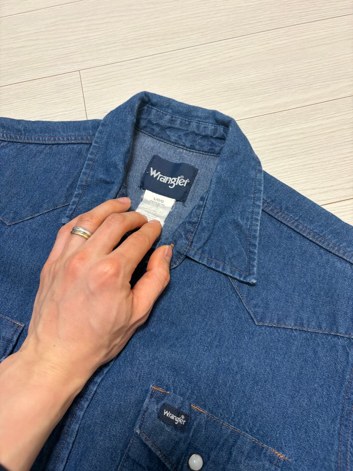 빈티지 wrangler 랭글러 웨스턴 데님반팔 셔츠 L(105) 상품이미지2