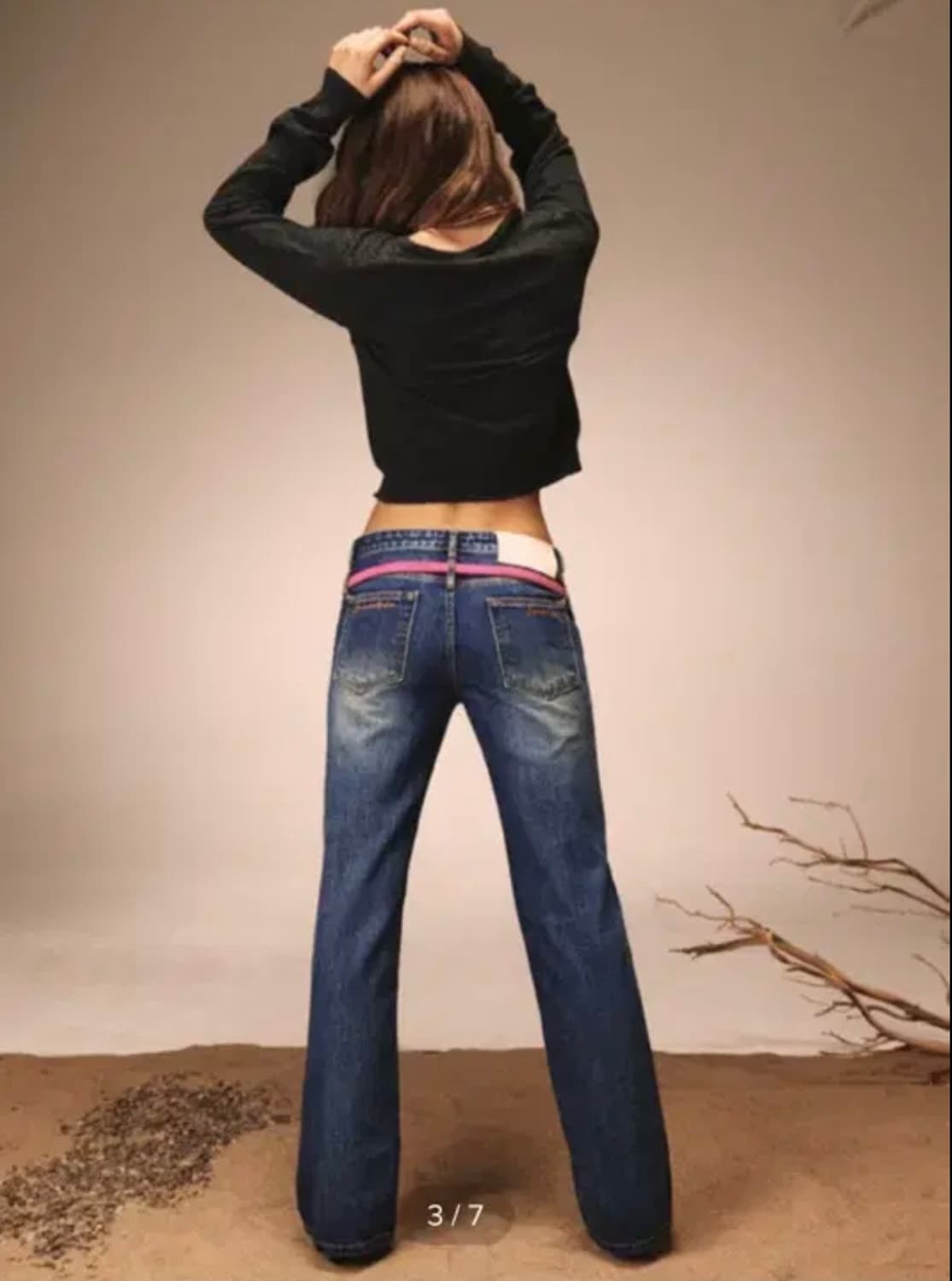 글로니 더블 벨티드 부츠컷 로우라이즈 데님진  상품이미지1