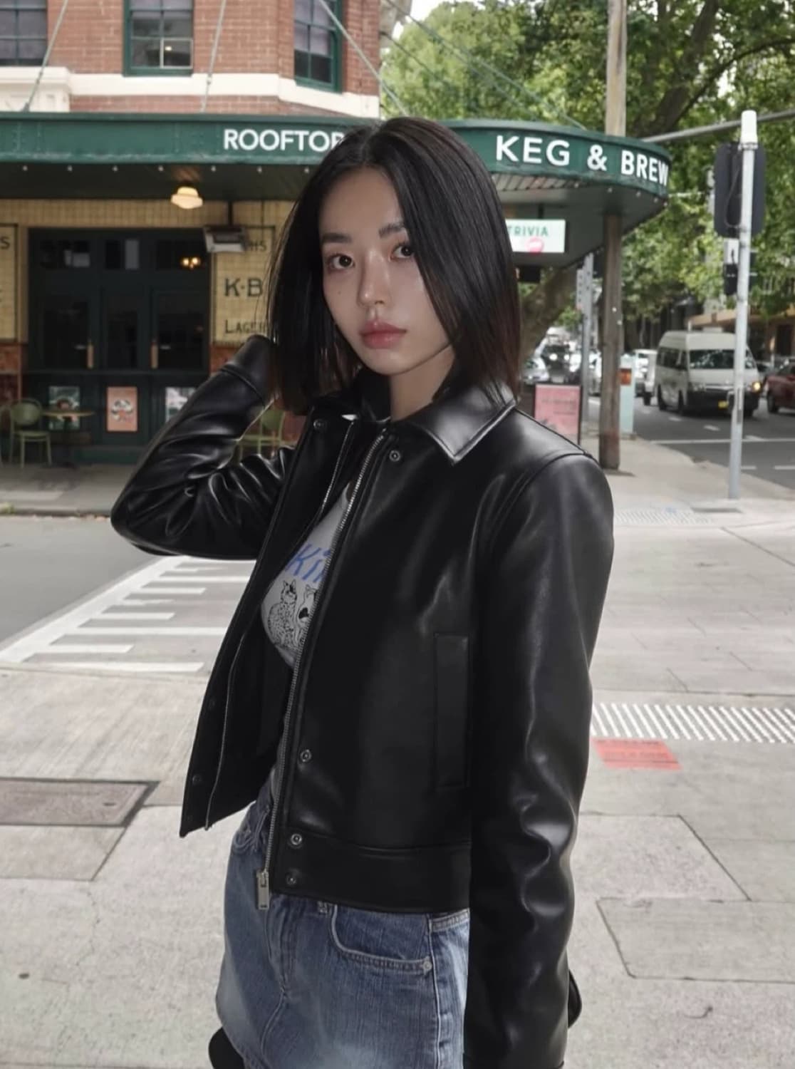 페일제이드 댄디 레더 패디드 점퍼 크롭 상품이미지1