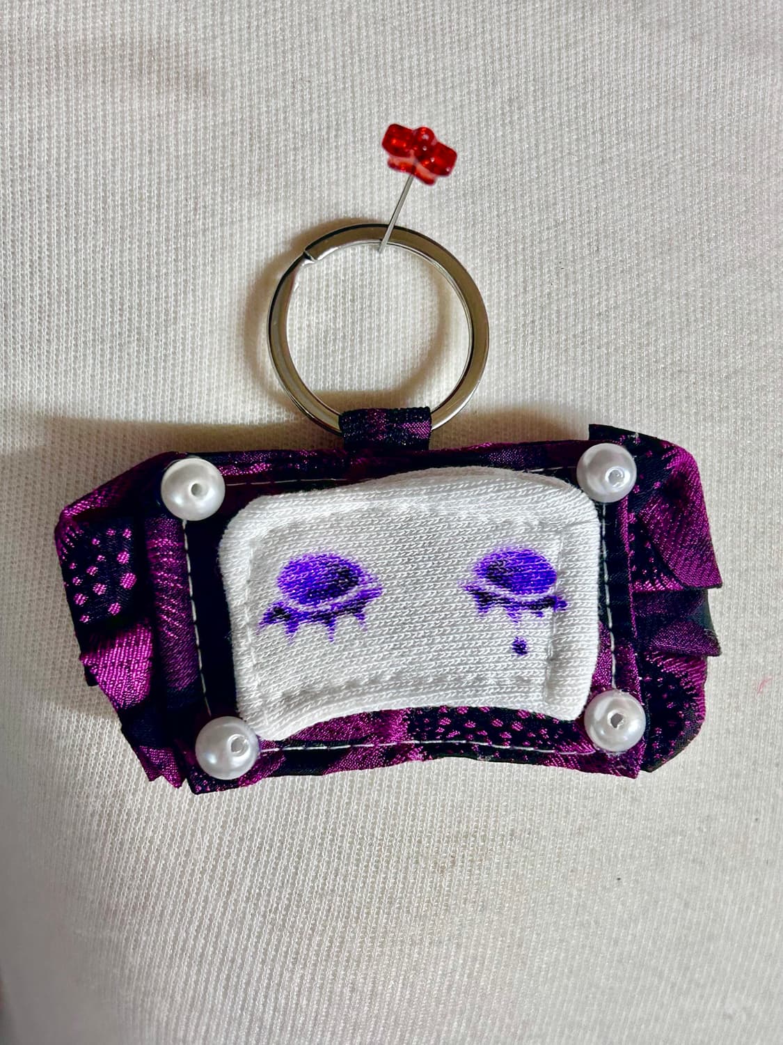 ･:*+. 핸드메이드 퍼플 화이트 패치 플라워 고딕 쿠션 가방 상품이미지6