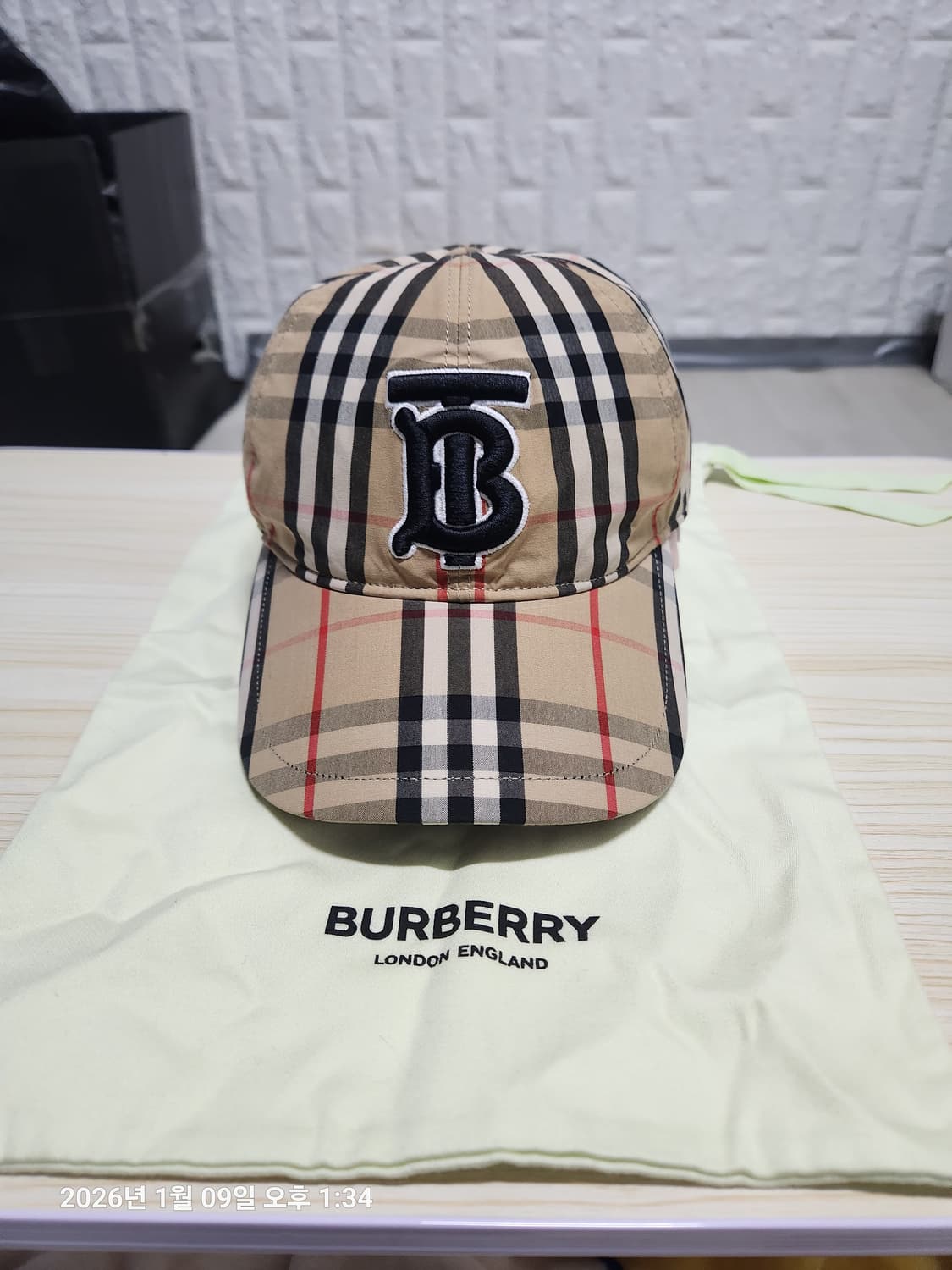 (정품) 버버리 TB체크 볼캡 모자 M(57cm정도) 상품이미지1