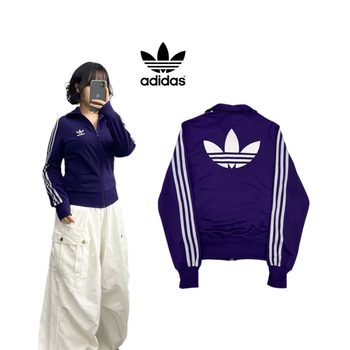 아디다스 빅로고 파이어버드 퍼플 실버 트랙탑 져지 상품이미지1