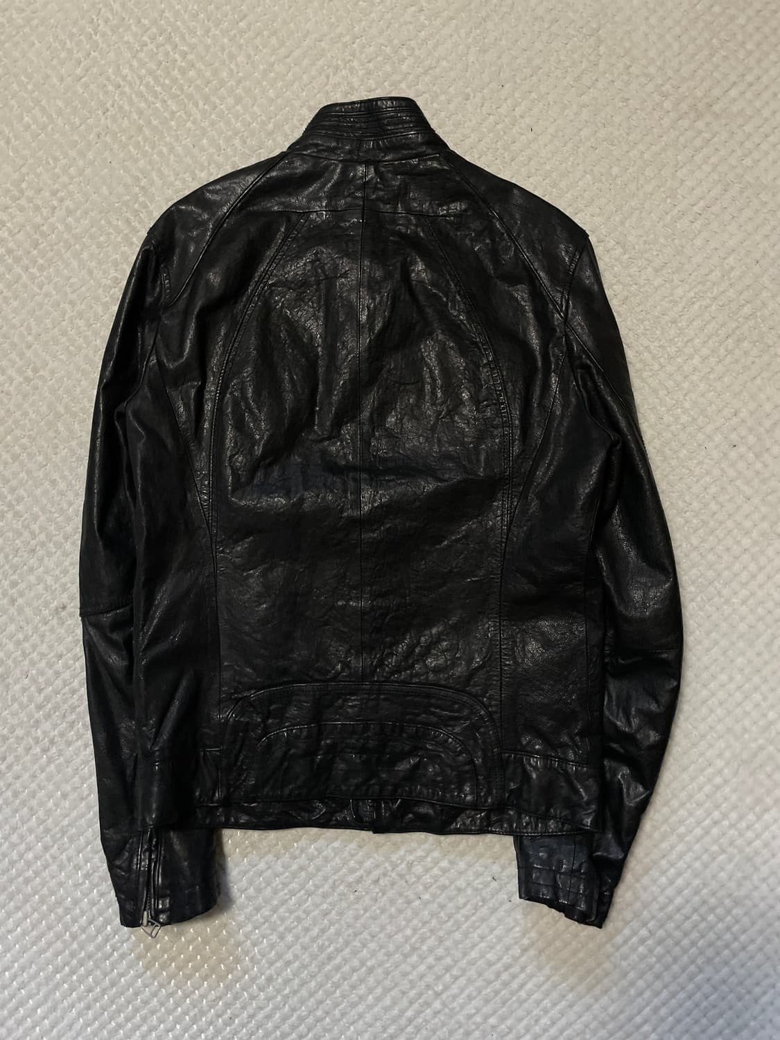 광희시장 웨스턴 무드 램스킨 양가죽 절개 레더 자켓 상품이미지2