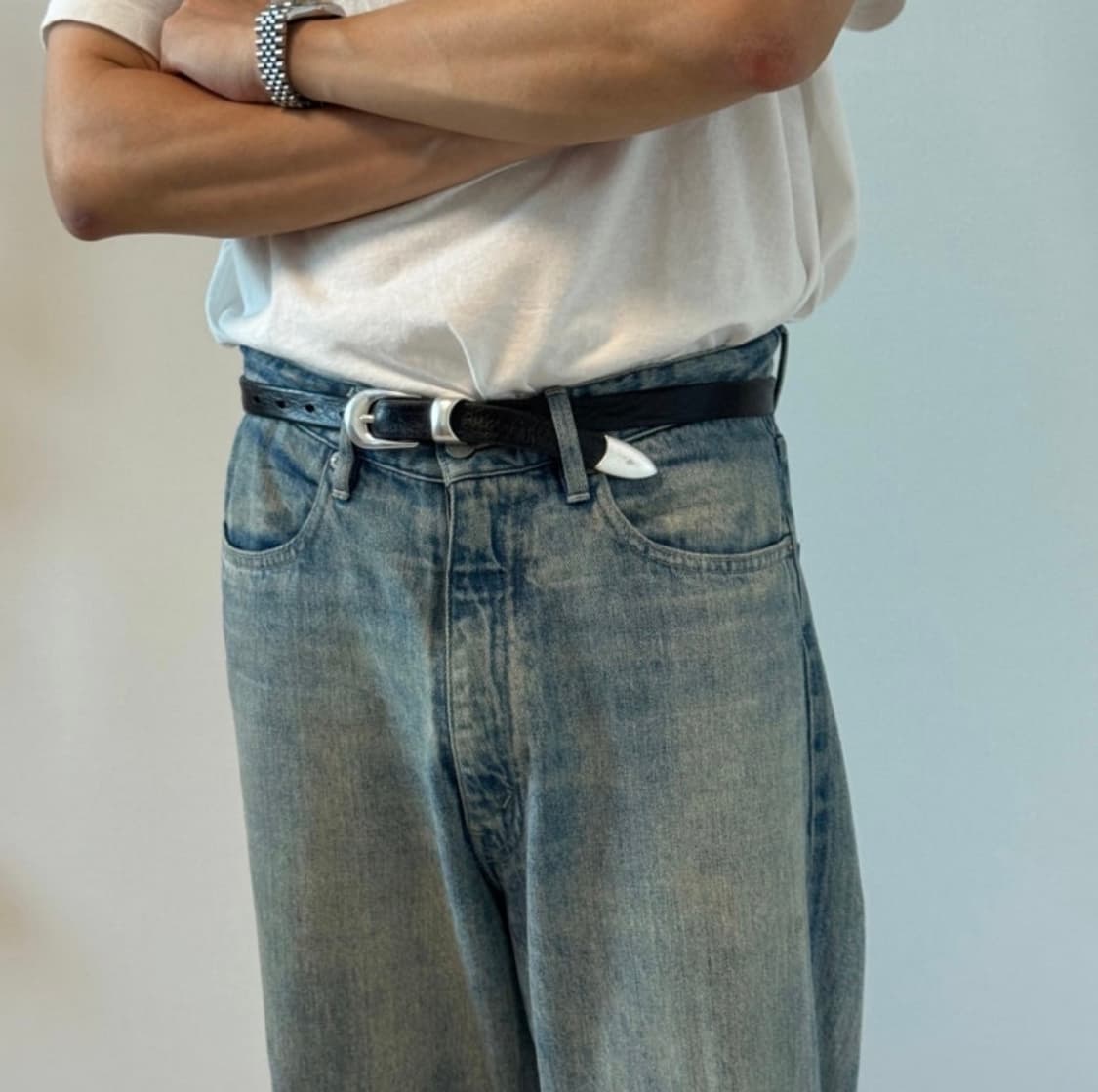 아워레가시 레더 블랙 벨트 2cm 상품이미지2