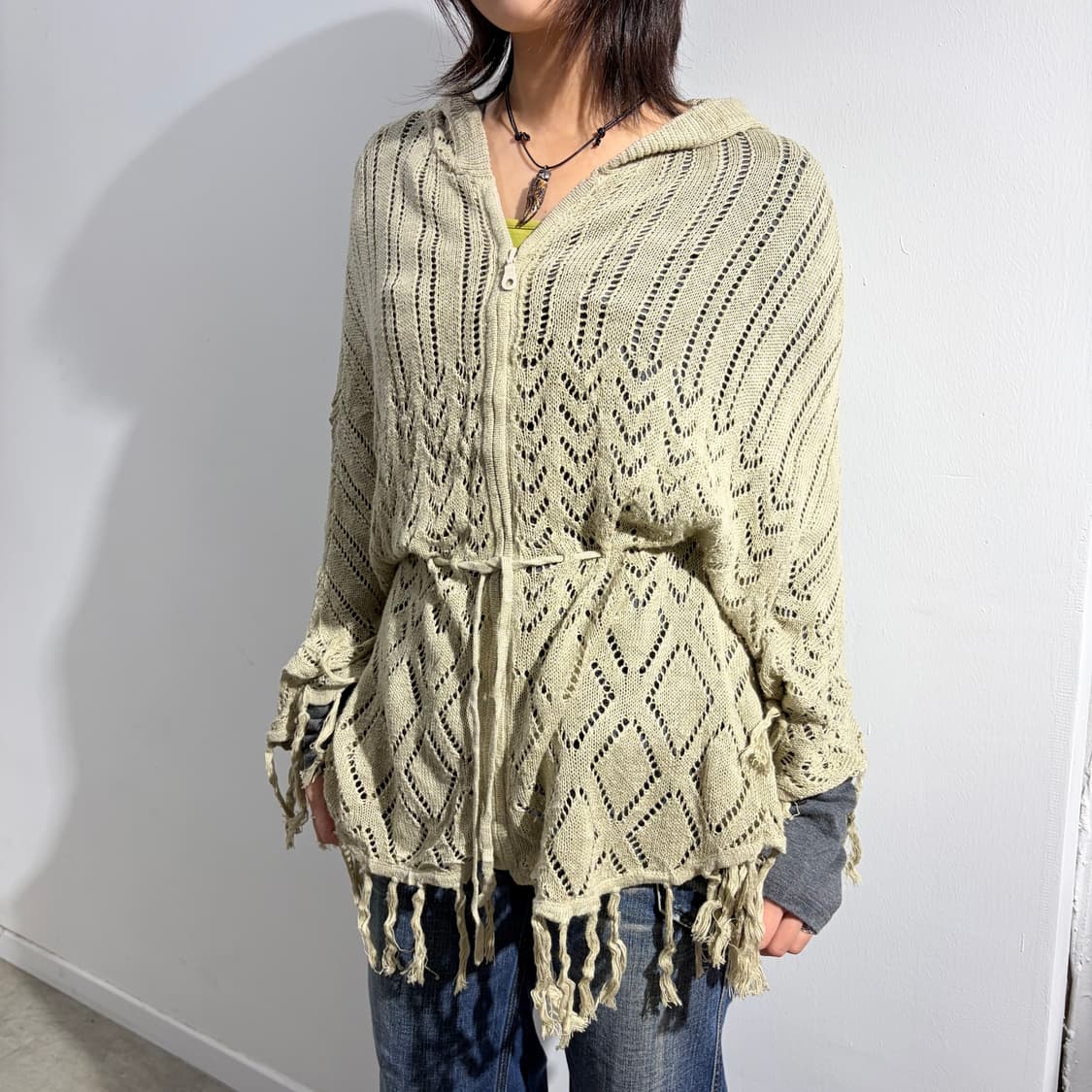 베이지 집업 케이프 망토 상품이미지1