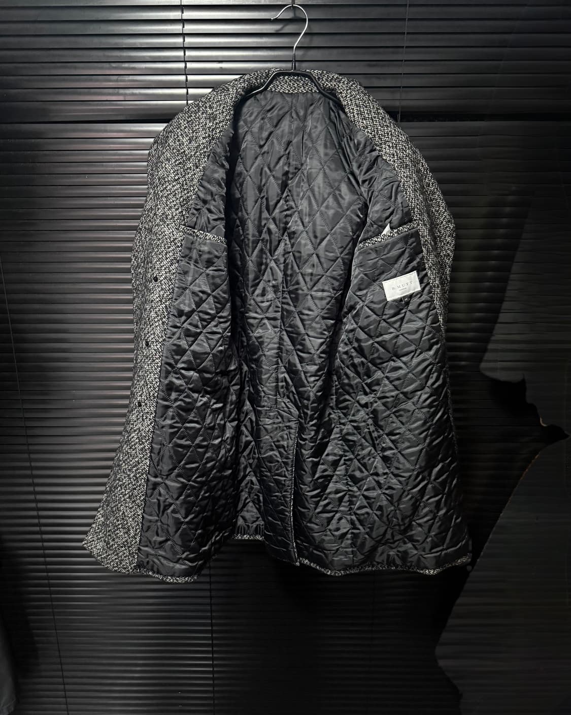 알뮤트 울 모 보카시 차콜 블랙 피크드 더블 롱 코트 고스 펑크 락시크 상품이미지7