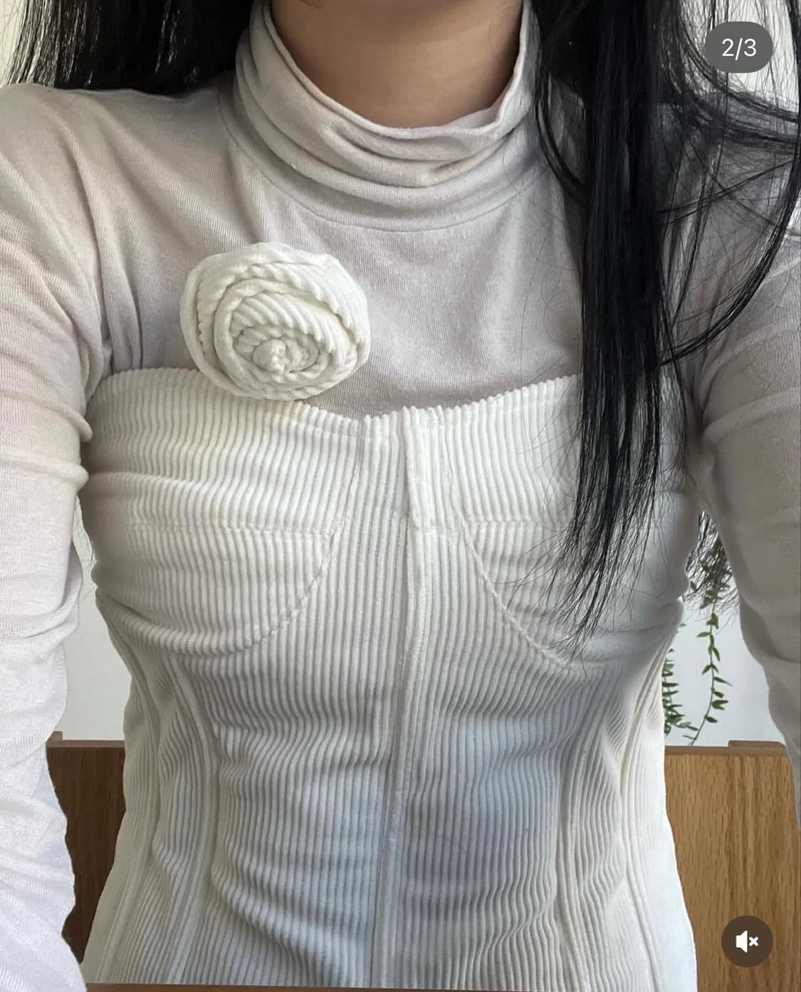 2000아카이브 Corduroy TubeTopwithRoseCorsage 상품이미지4