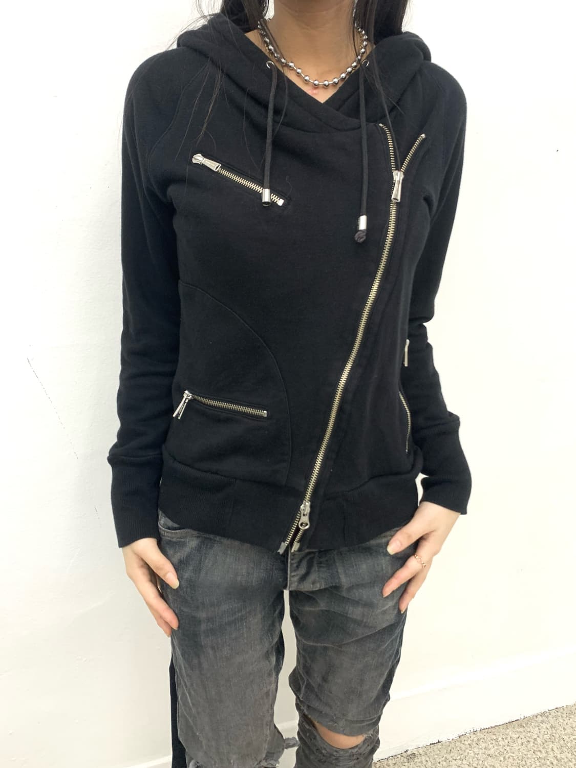Moussy asymmetrical rider hood jacket 상품이미지2