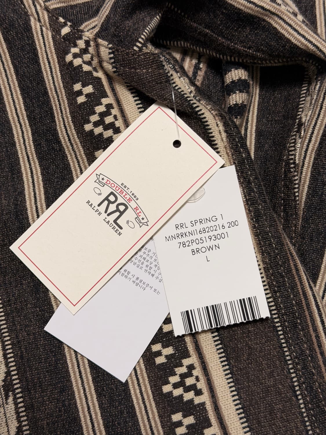 RRL 슬림핏 니트 자카드 웨스턴 셔츠 L 상품이미지3
