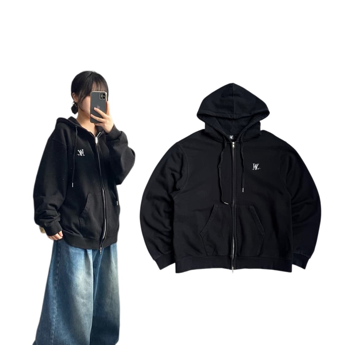 우알롱 후드집업 블랙 상품이미지1