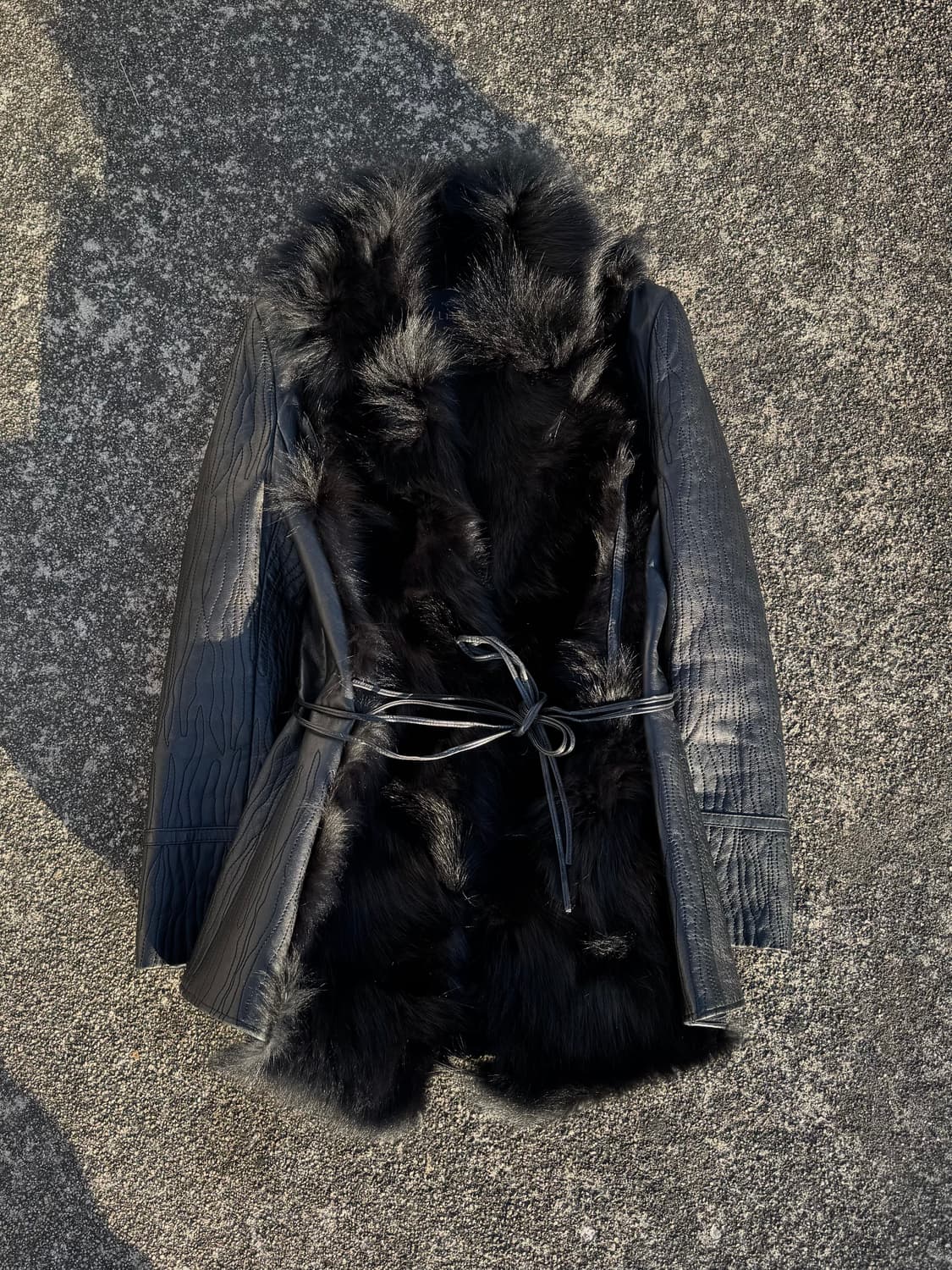 Black fox fur long jacket 상품이미지3