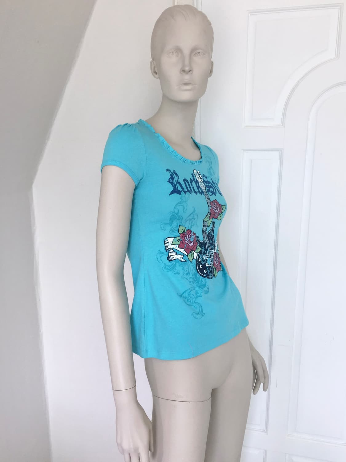 Y2k Rockstar Rose Print Top 상품이미지3