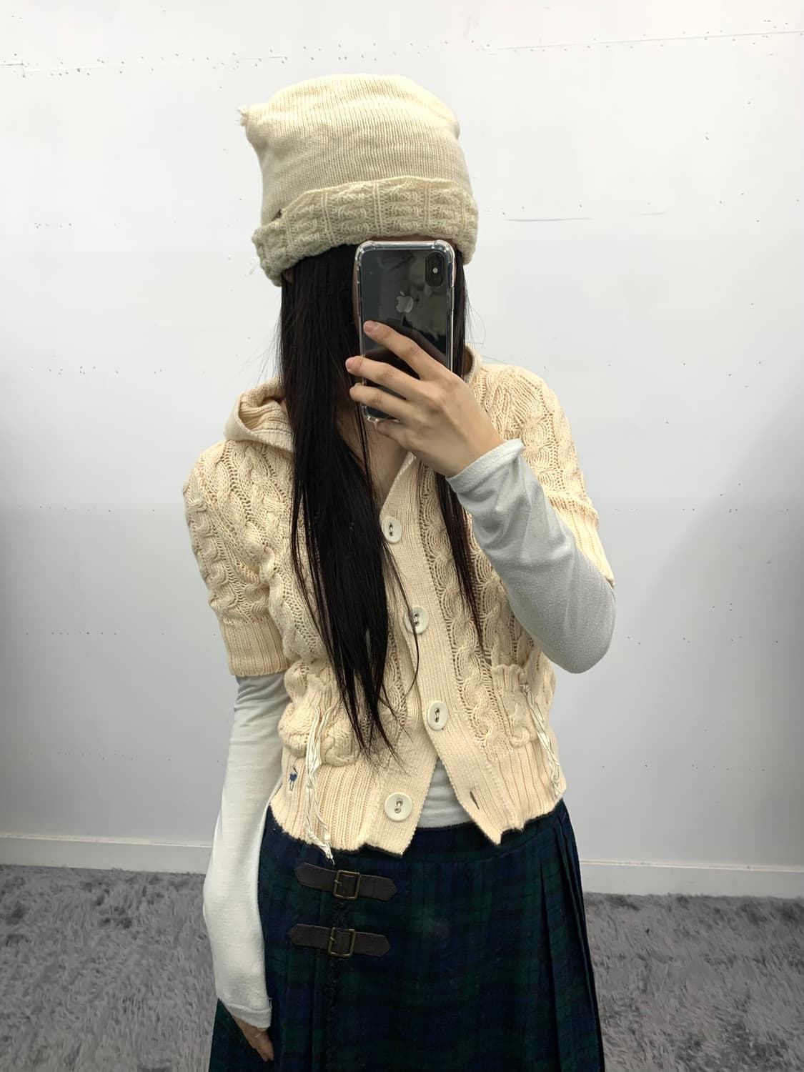 아베크롬비 피치 아이보리 하프 후드 가디건 상품이미지1