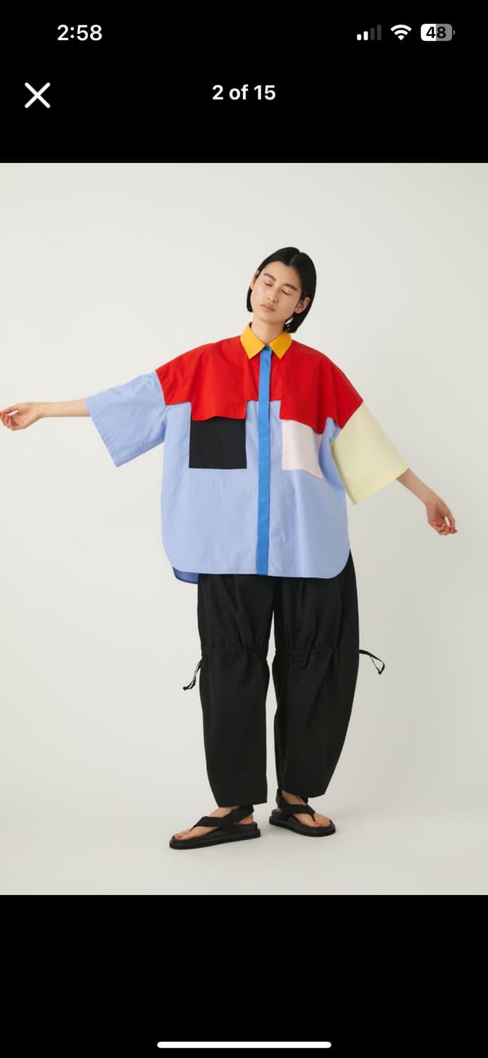 Nagonstans 컬러 블록 반팔 셔츠 새상품M 상품이미지3