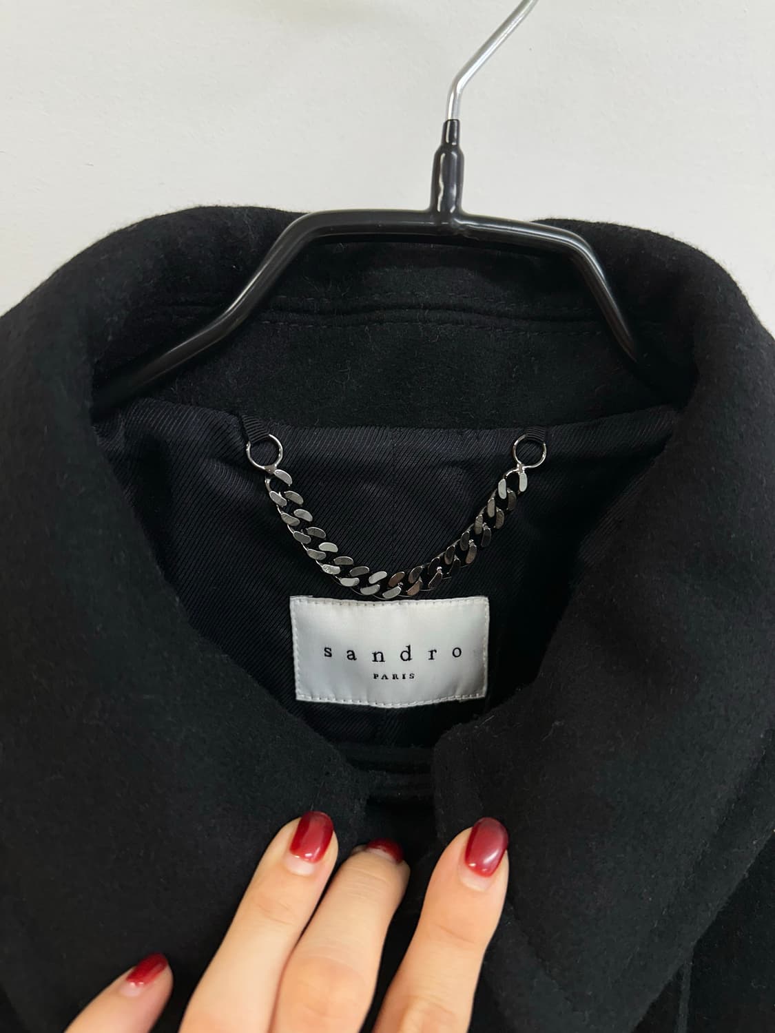 더블 브레스트 피코트 Sandro 산드로 블랙 양모 울 코트 상품이미지6