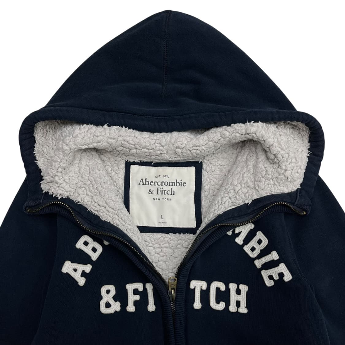  아베크롬비 센터로고 양털 네이비 후드집업 L 상품이미지6