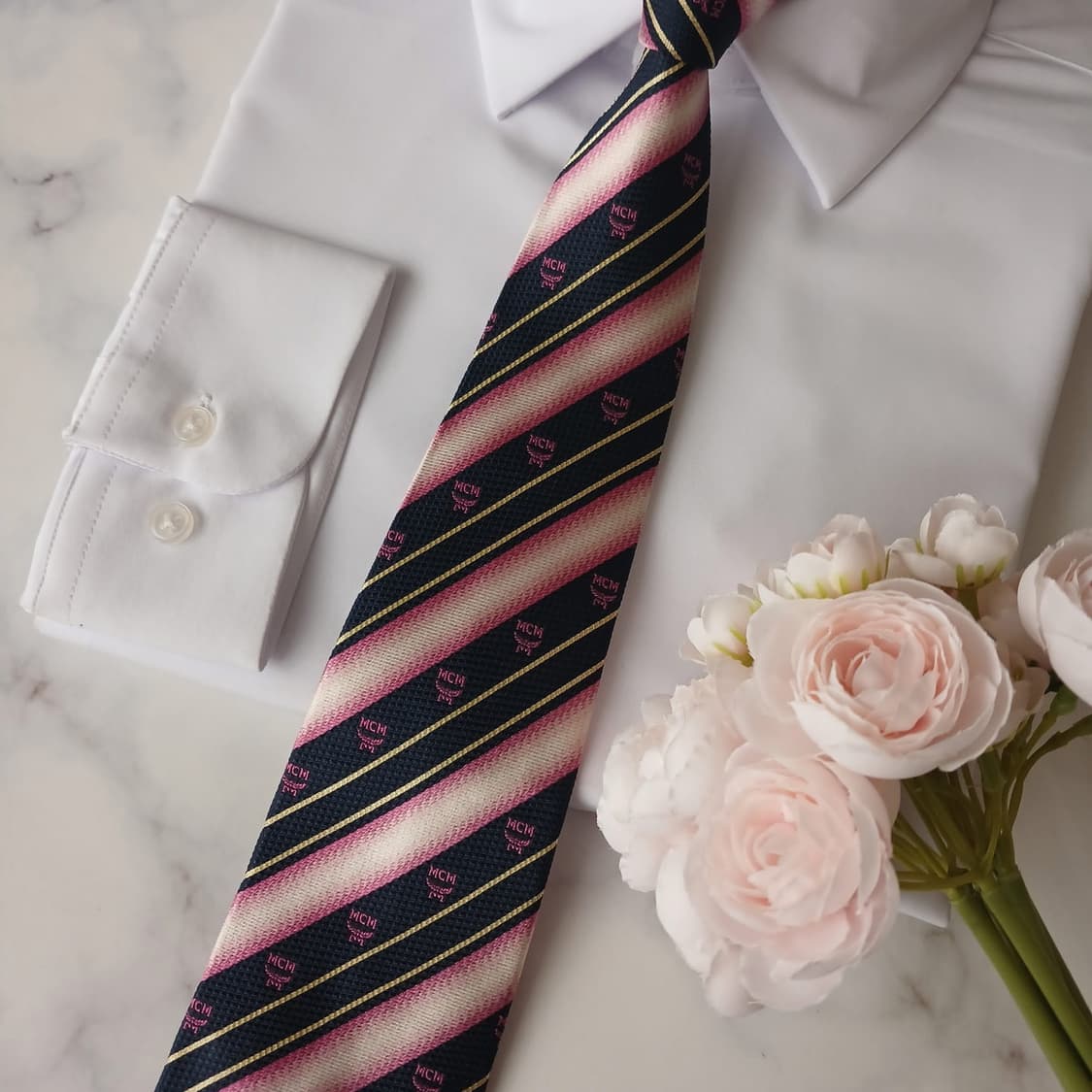 MCM 실크 스트라이프 자카드 넥타이 8.8cm A+등급 A19108
 상품이미지5
