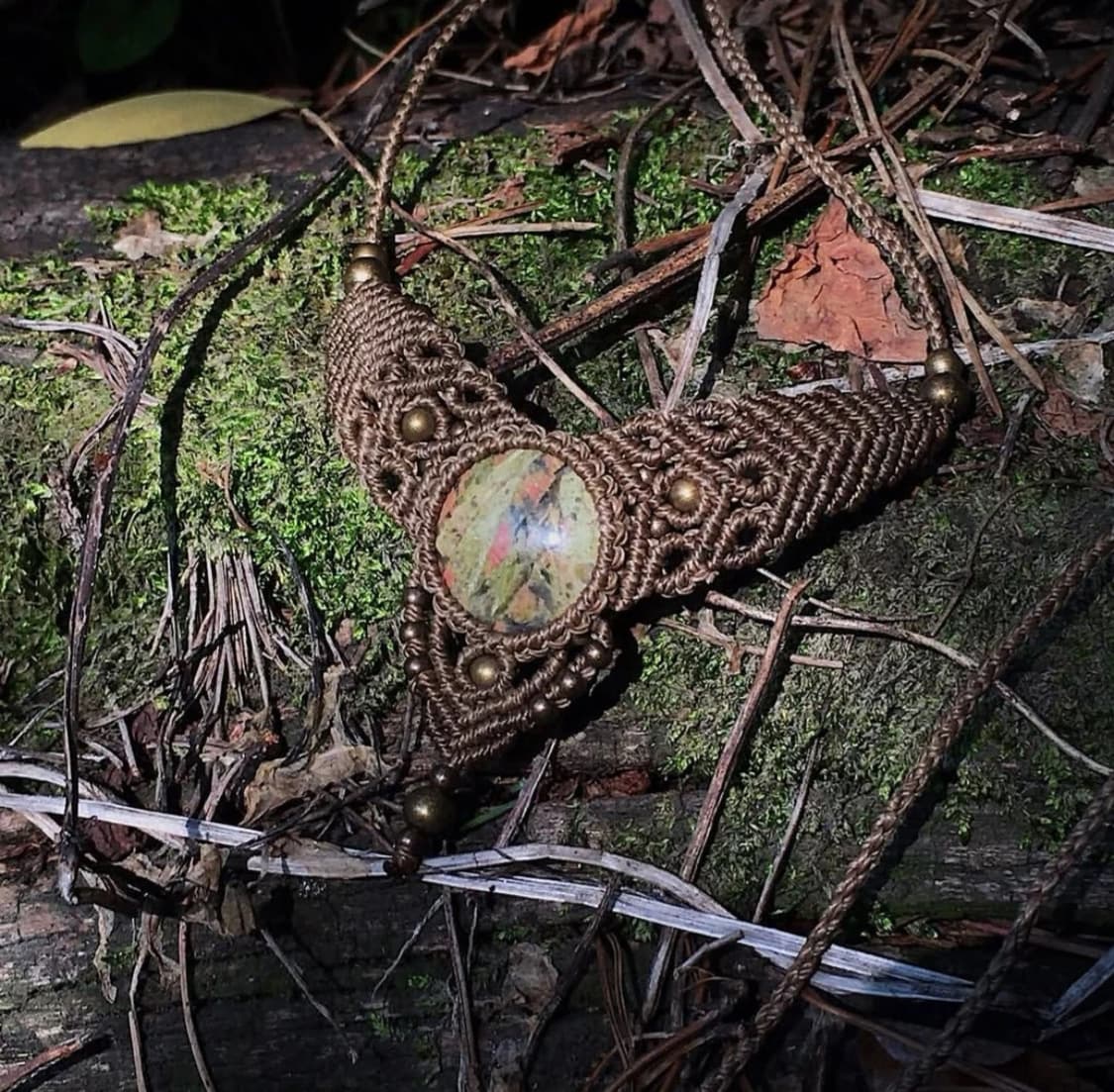 천연 원석 우나카이트 매화석 마크라메 목걸이 초커 네크리스 그린 상품이미지3