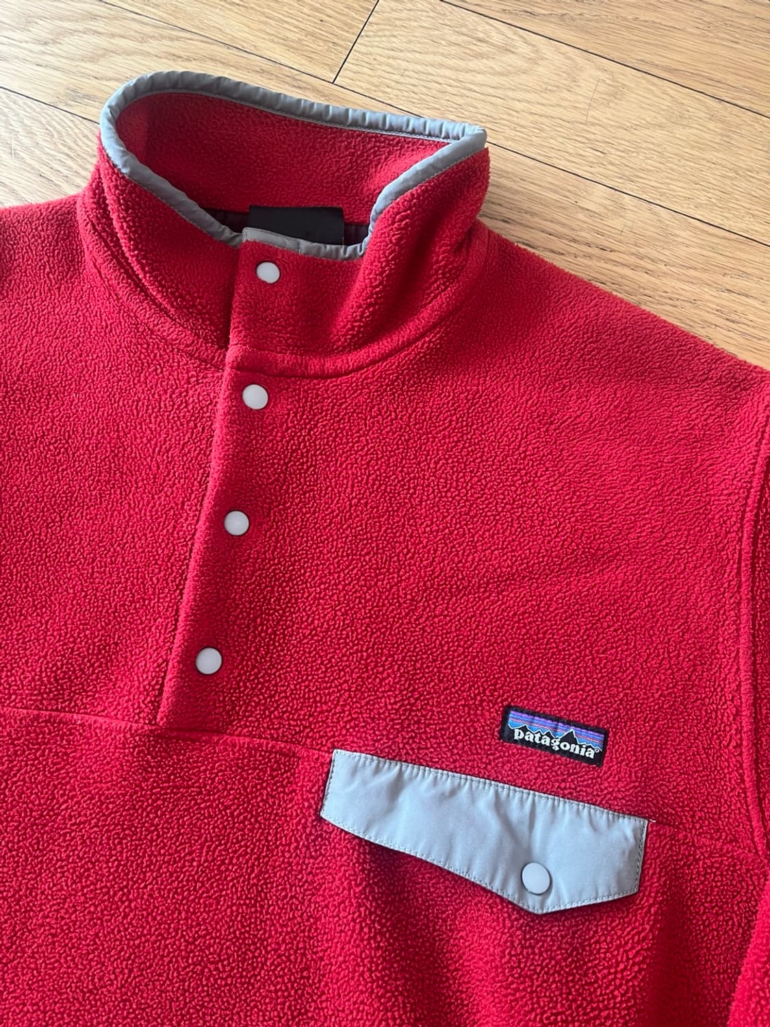 파타고니아 usa 신칠라 레드/그레이 플리스 후리스 아노락 맨투맨  상품이미지2