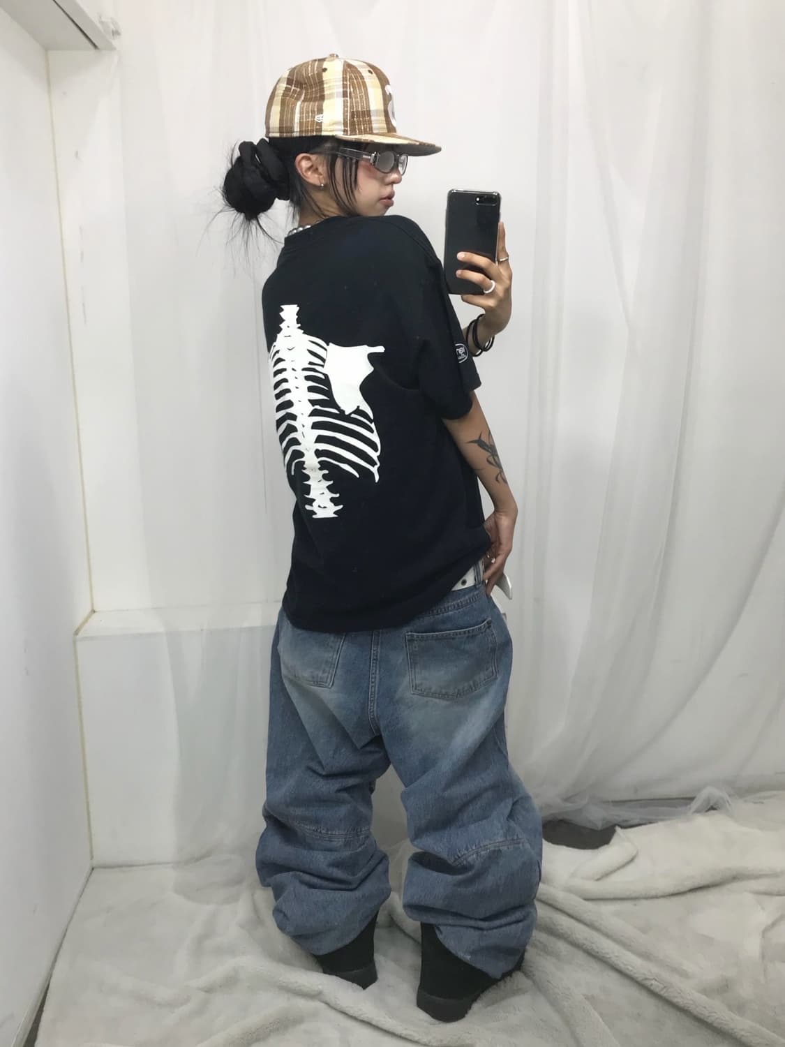 < Vanson Leathers Bone Printing T-shirt  상품이미지5