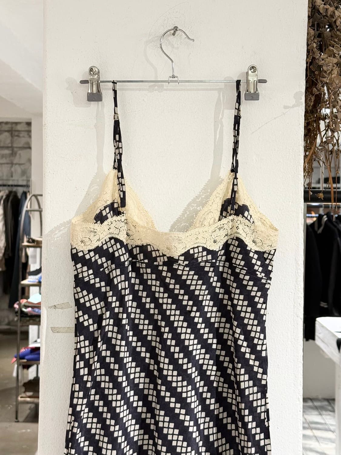 마르니 블랙 패턴 새틴 레이스 슬립 원피스 상품이미지5