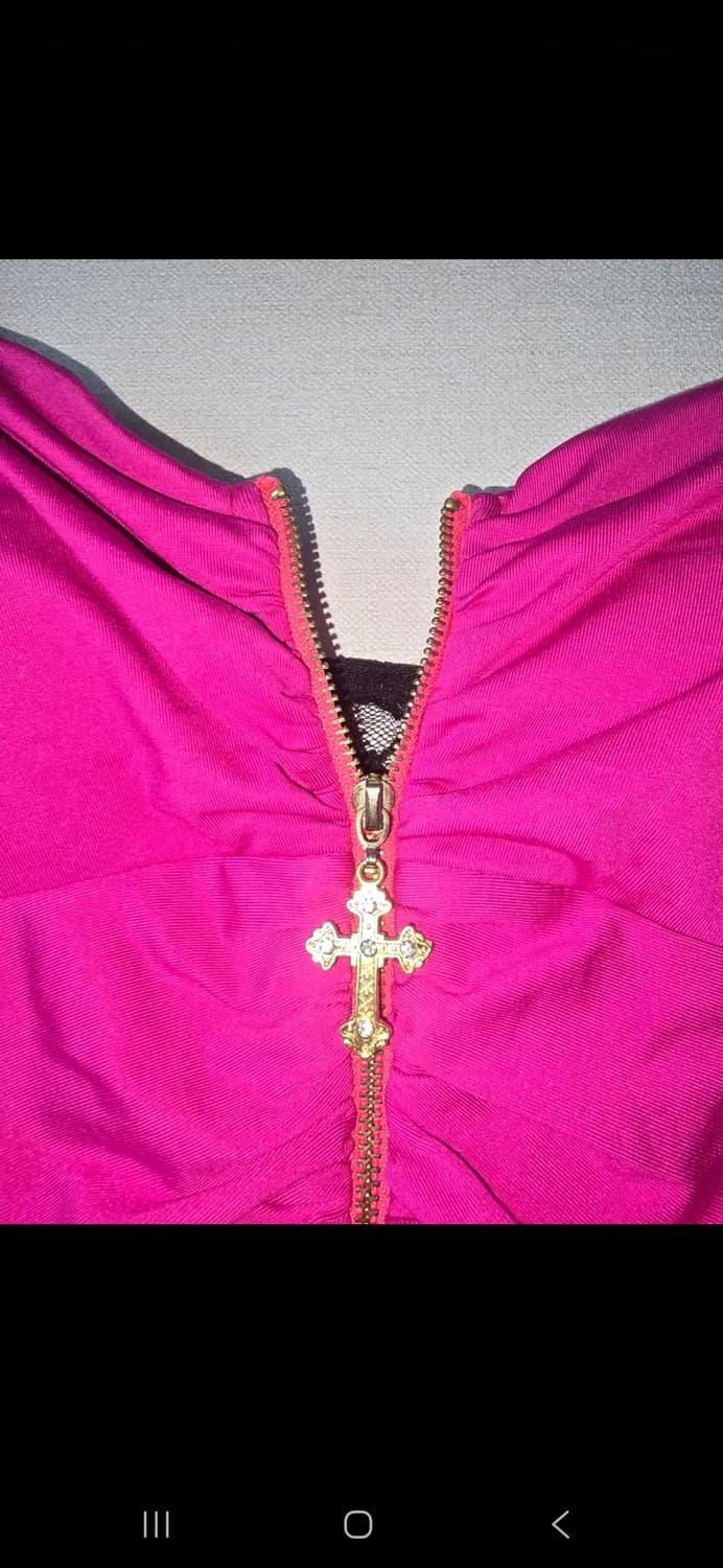 빈티지 오네갸루 핫핑크 셔링 미니 원피스 상품이미지2