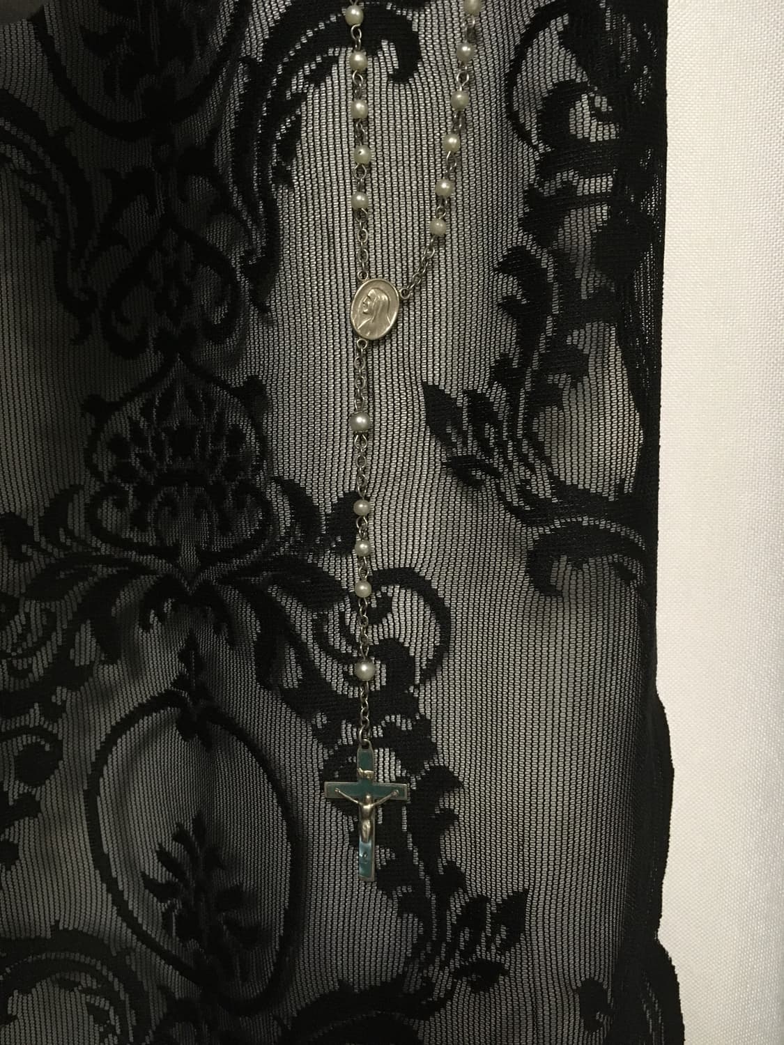 진주 청록 로자리오 십자가 네크리스 상품이미지7