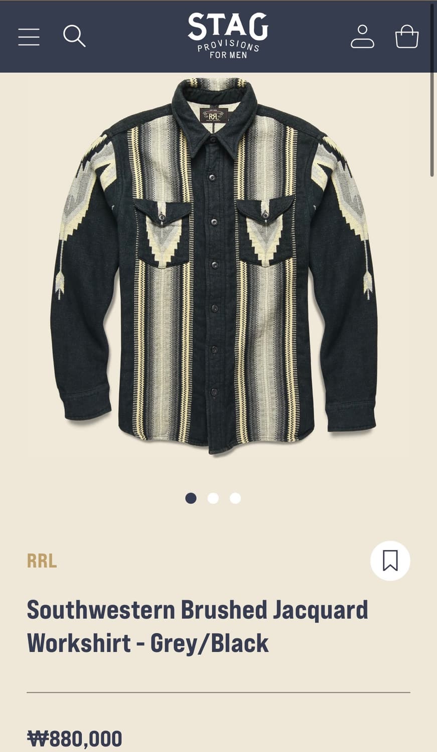 RRL 더블알엘 나바호 자카드 웨스턴  플란넬 셔츠 L 상품이미지3