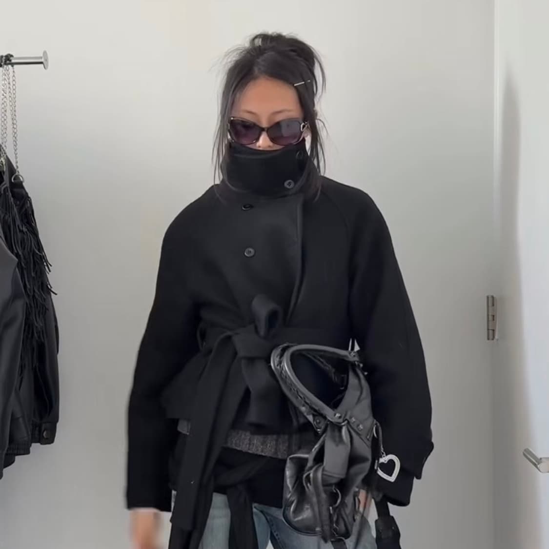 하이넥 버튼 울코트 상품이미지1