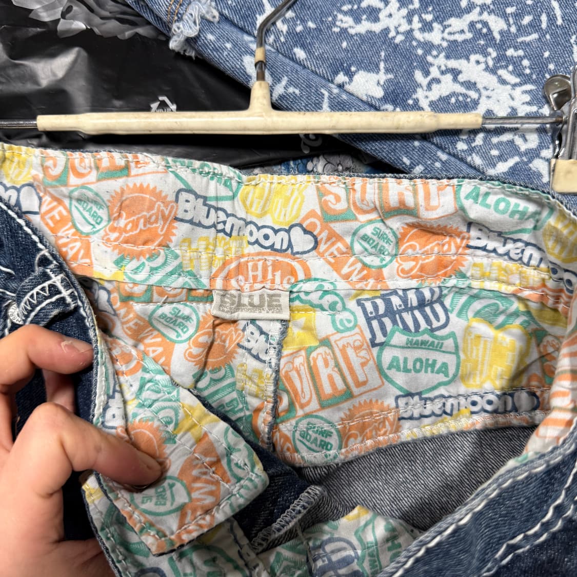 VTG 빈티지 멀티 패치 디테일 진청 와이드 데님 팬츠 상품이미지7