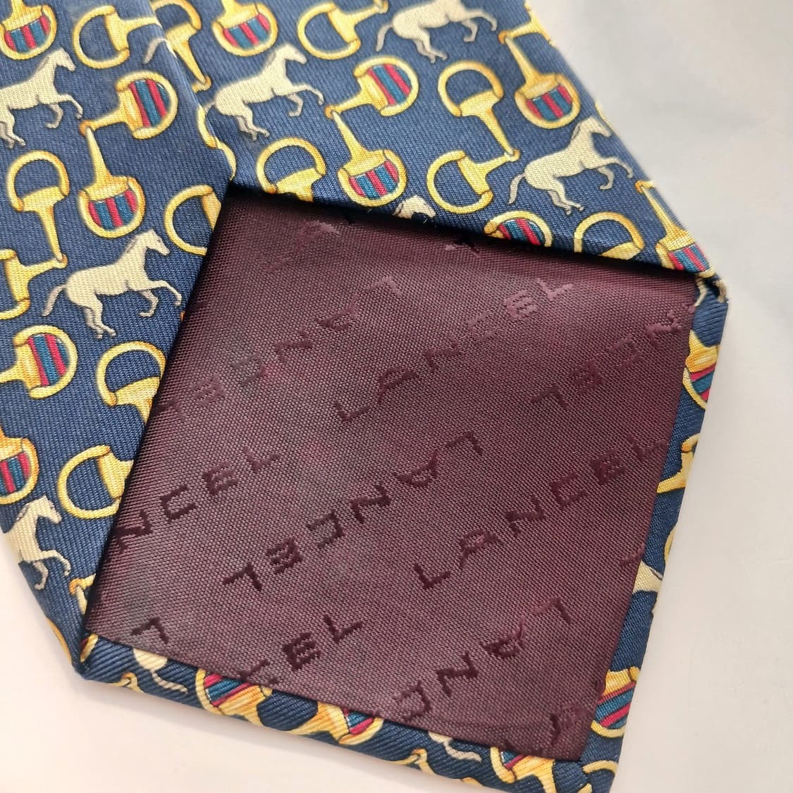 란셀 실크 네이비 승마 모티브 넥타이 9.9cm B등급 A18678 상품이미지9