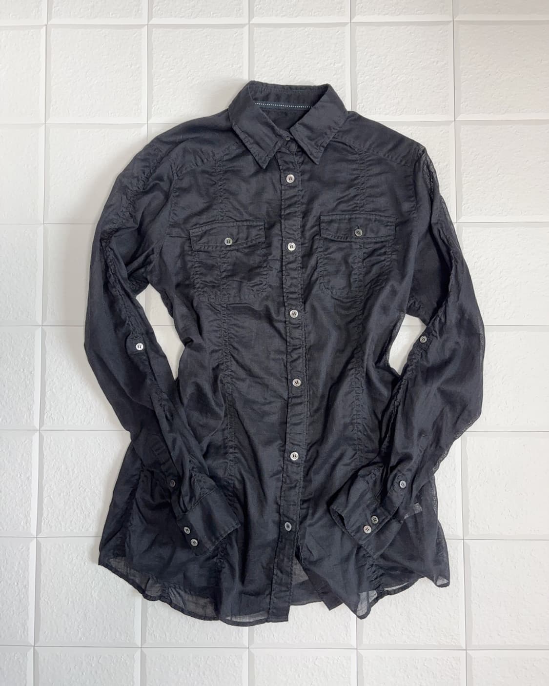 osaka see through shirring shirts 상품이미지2