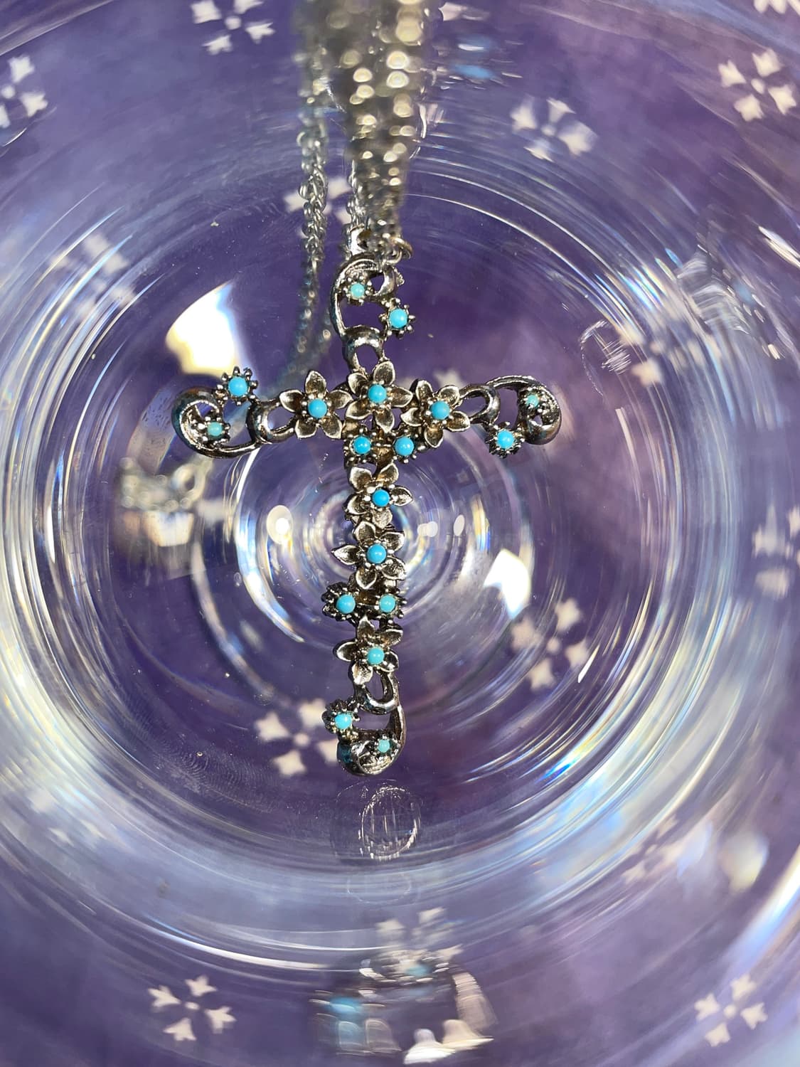  Vintage Silver Turquoise Cross Necklace 상품이미지1
