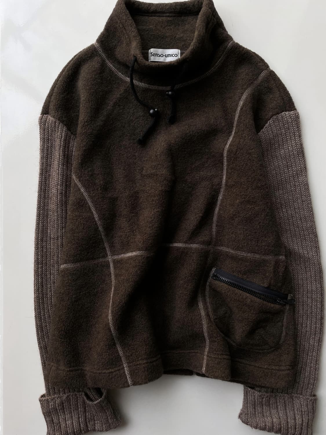 Stand collar knit sleeve pullo 상품이미지3