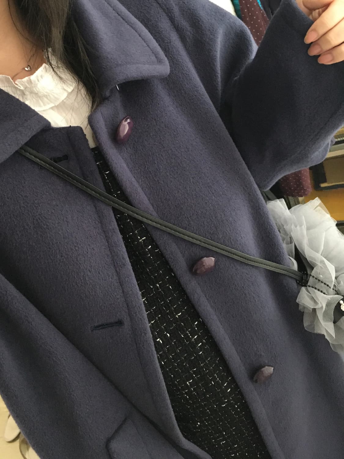 일본빈티지 울 딥퍼플 루즈핏 앙고라 미디 코트 상품이미지8